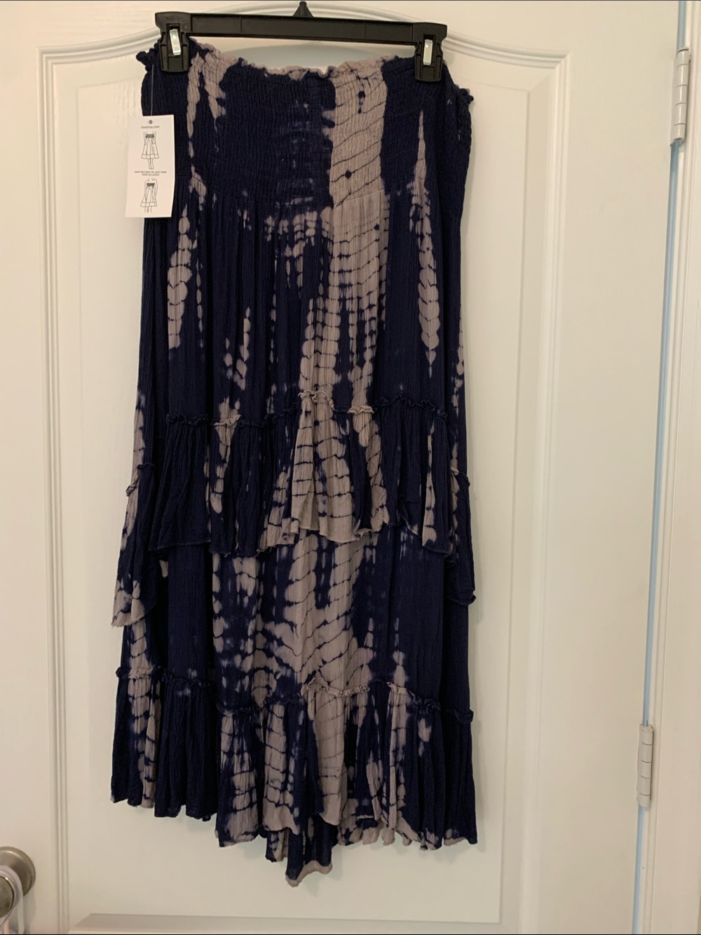 Raviya Navy and Gray Tie-Dye Tiered Maxi Skirt